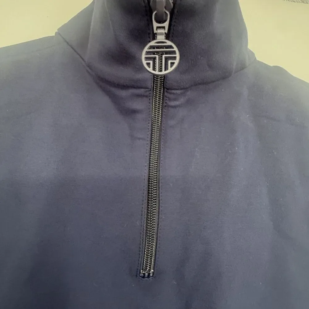 Tory Burch Sport Pullover Navy 3/4 Zip Knit Long Sleeve XS